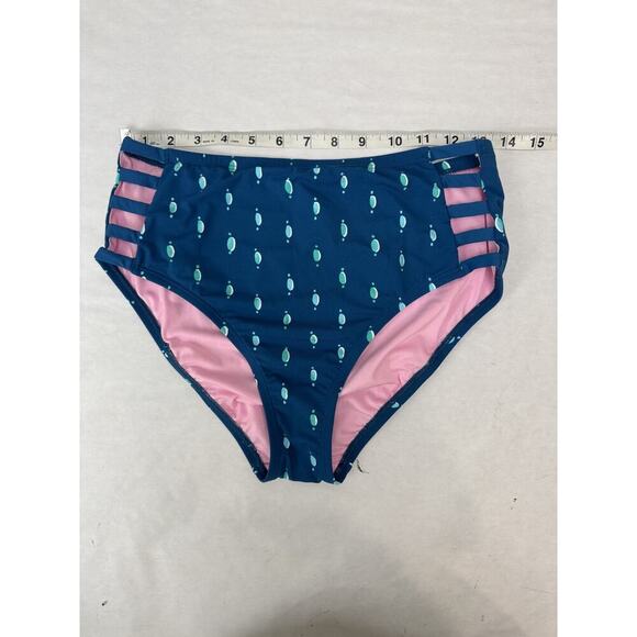 Lilly Pulitzer Rumy Bikini Bottoms Cutout Macaw Blue Coconut Row Dot NWOT Size 4 - Picture 2 of 7